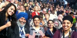 Jusleen Kaur with Sikh delegates at DNC