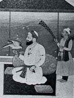 "Guru Hargobind - a painting from the Lahore Museum (courtsey F.Aijazzudin)" (source: sikh-heritage.co.uk)