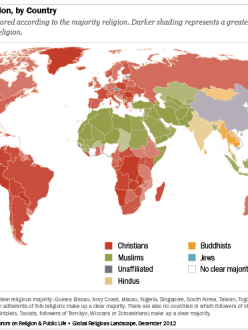 Majority religion, by country (source: Pew Forum)