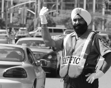 Jasjit Singh Jaggi serves as a member of the NYPD with his articles of faith intact, after winning his religious accommodation case in 2004. As a result of the decision, the NYPD allowed him to serve only as a traffic officer. (source: New York City Commission on Human Rights)