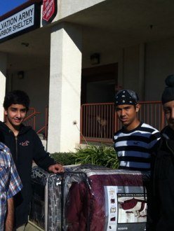 Lodi Sikhs collect blankets for homeless. Chiranjeev Singh Mangat, Paramveer Dhatt, Raunak Singh and Vikram Singh. (source: Lodi News-Sentinel)