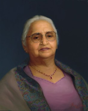 Portrait of Kuldip Kaur Bindra by artist Manu Saluja
