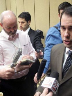 "Wisconsin Gov. Scott Walker takes questions about his proposal to increase mental health funding by $30 million that he announced on Wednesday, Feb. 6, 2013, in Madison. Walker will propose the funding in his two-year state budget to be introduced on Feb. 20." (source: LaCross Tribune. Photo credit: Scott Bauer | Associated Press)