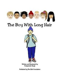 The Boy With Long Hair, by Pushpinder Kaur, is a coloring book published by the Sikh Foundation. (source: The Sikh Foundation)
