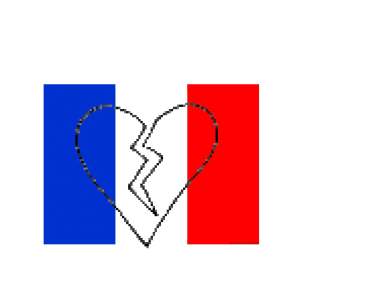 France flag and broken heart.