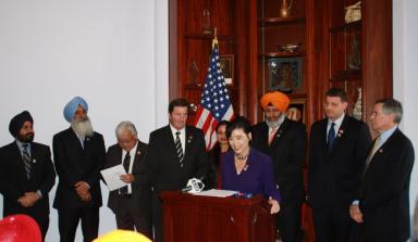 Rep. Judy Chu speaks at the launch of the American Sikh Congressional Caucus. (source: Judy Chu Facebook page)