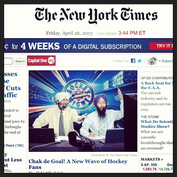 The New York Times featured a story about Punjabi Sikh hockey announcers in Canada. (source: Simran Kaur)