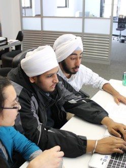 "Kirty Singh, Gurwinder Singh, Namit Satara plan an upcoming trip to Washington D.C. for members of the Sikh Junior Coalition." (credit: Jo Piazza | The Wall Street Journal)