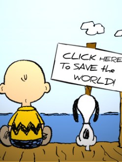 Cartoon: "Click here to save the world" (source: Gwangju Blog)
