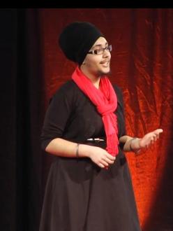 Balpreet Kaur at TEDxOhioStateUniversity. (source: YouTube)