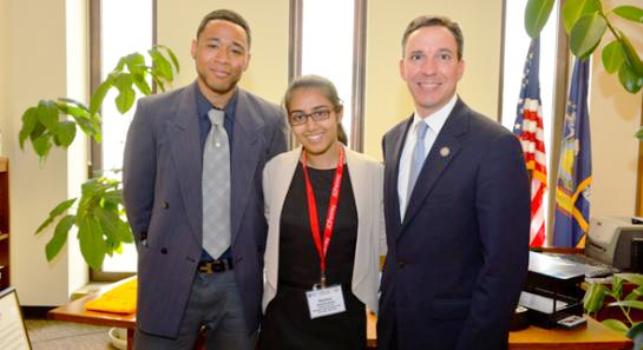 Harneet Gulati (middle) with New York State Senator Jack Martins (right). (Photo source: NY Senator Jack Martins website)