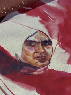 A watercolor painting of the Star Trek character Khan Noonien Singh that appeared in the original series episode "Space Seed" in 1967. (source: Wikia Expert Showcase)