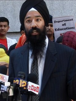 Sonny Singh at a rally in New York. (Source: with WINGS and ROOTS)