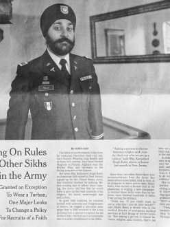 Major Kamaljeet Singh Kalsi is featured by The New York Times in a story about Sikhs joining the US military. (Photo: Richard Perry | The New York Times. Source: Sikh Coalition)