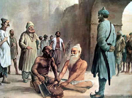 Depiction of the execution of Bhai Mani Singh in 1737. 